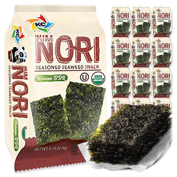 Kimnori Seasoned Seaweed Snacks Sheets - Organic Korean Bbq Flavor 12 Individual Packs Roasted Crispy Premium 100% Natural Laver