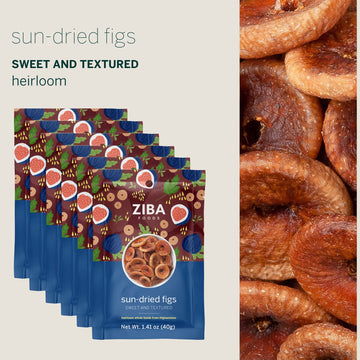 Ziba Foods Sun Dried Figs | Pack Of 6 | 1.41 Oz | No Sugar Added Non-Gmo, Gluten Free Dried Fig Snack | Vegan Figs Dried Fruit E
