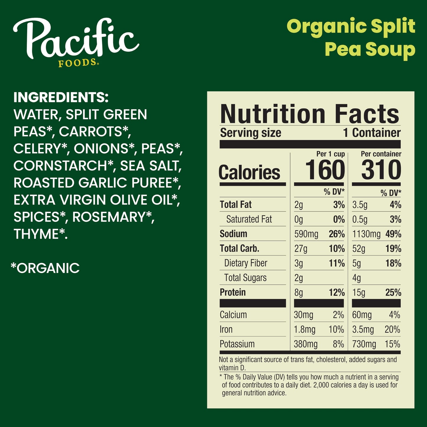 Pacific Foods Organic Split Pea Soup, 16.5 Oz Can (Pack Of 12)