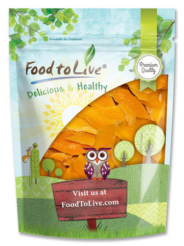 Food to Live Dried Mango Cheeks - Premium Quality, Unsweetened, 3 Pounds, Gluten-Free, Raw Vegan Snack