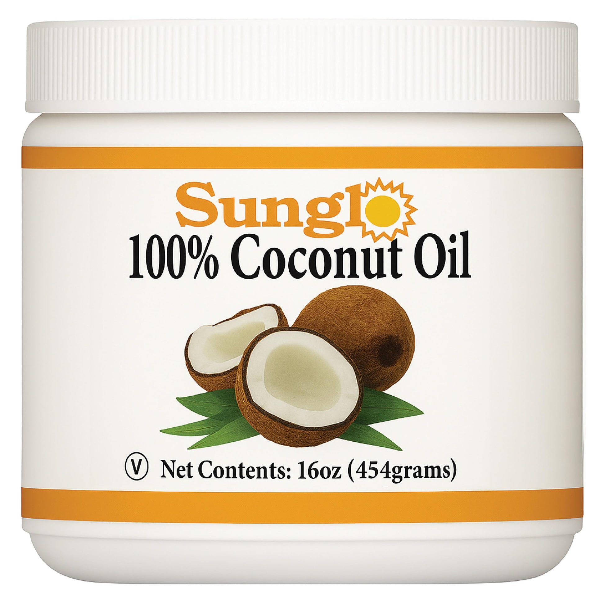 Sunglo 100% Coconut Oil for Popcorn, 16oz, Highly Refined for Neutral Flavor, Non-GMO, Zero Trans Fat, Ideal for Frying & Everyd