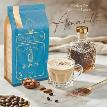 COFFEA FLAVOR Amaretto Flavored Whole Bean Coffee, 100% Arabica, Medium Roast, 16 Ounce