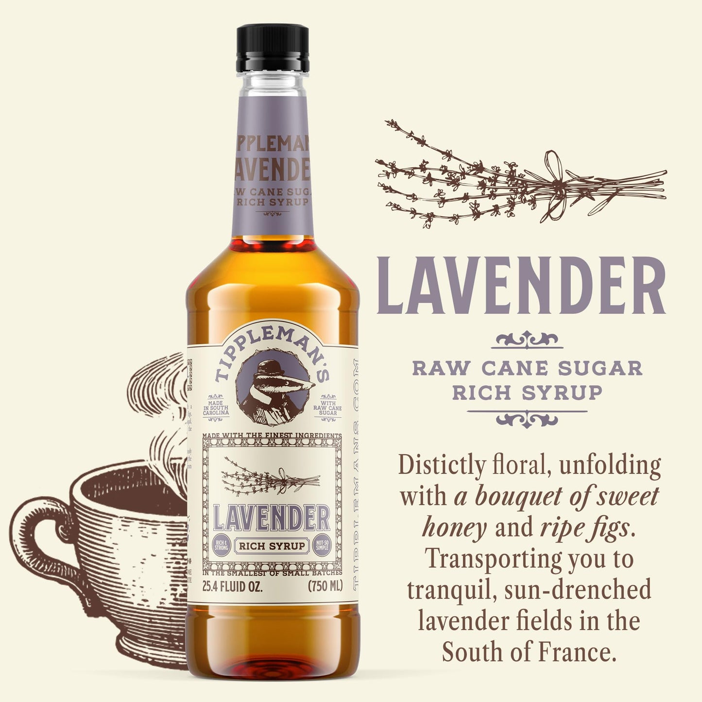 Tipplemans Lavender Coffee Syrup - 25.4 Fl Oz - For Hot or Iced Drinks, Lattes, Teas, and Baking