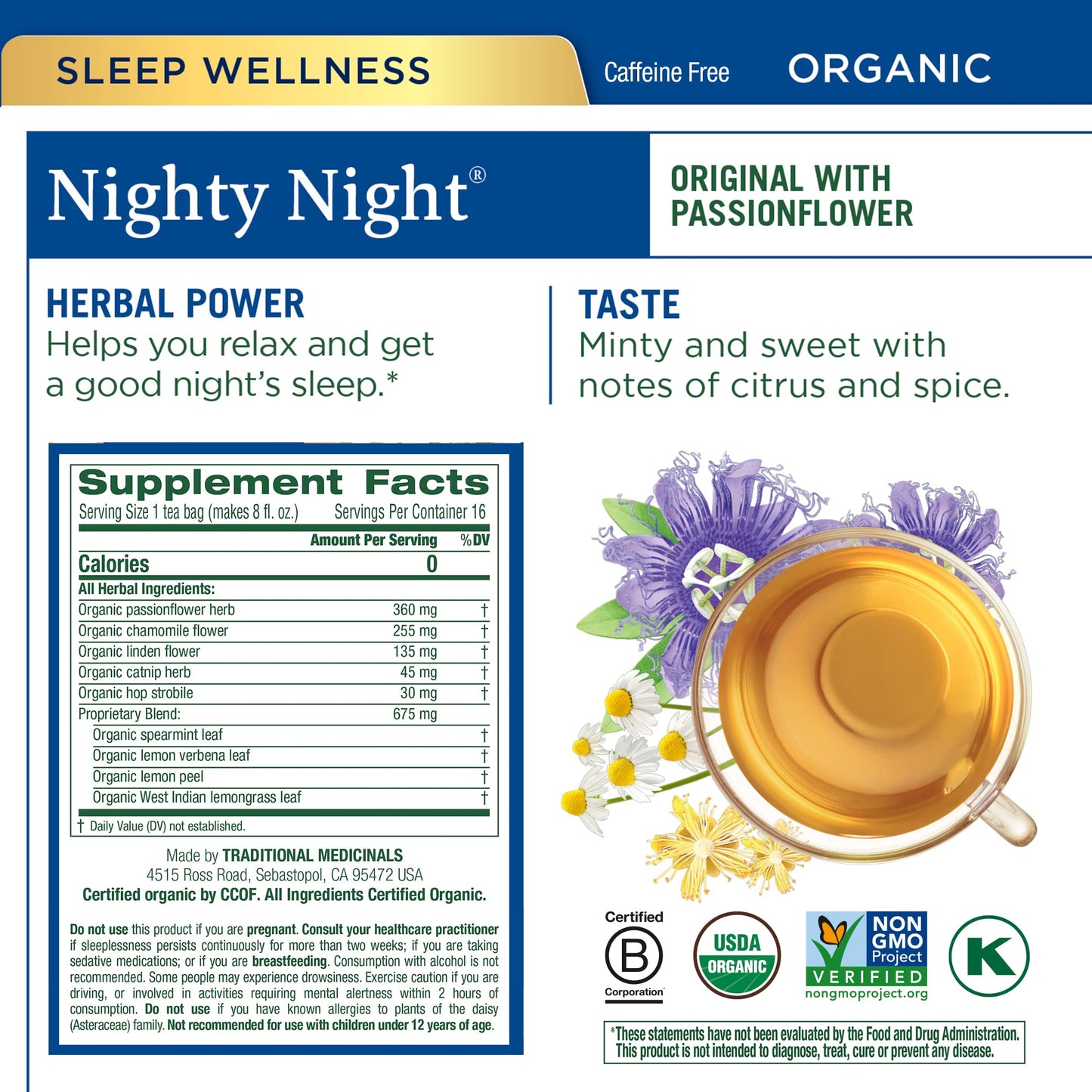 Traditional Medicinals Organic Relaxation & Sleep Herbal Tea Variety Pack, 96 Tea Bags, 16 Count (Pack of 6)