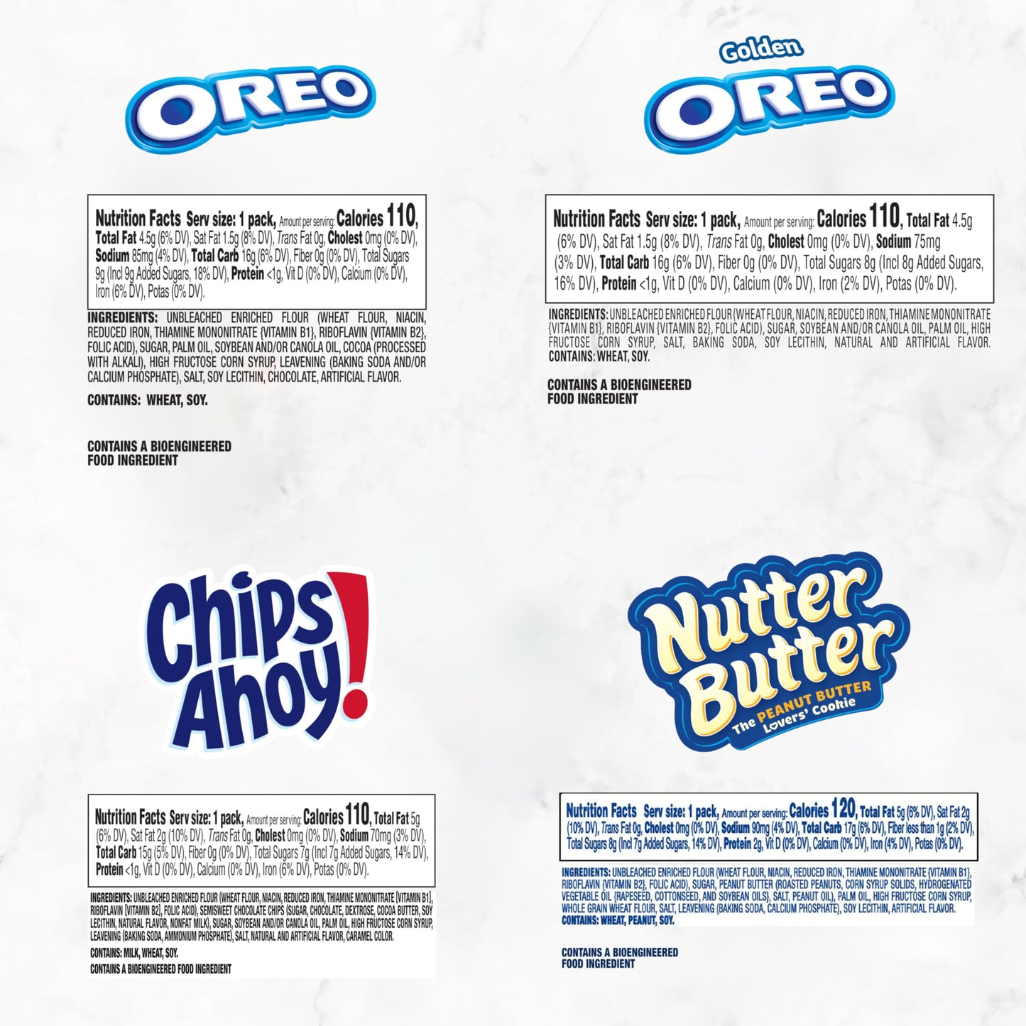 OREO Original, OREO Golden, CHIPS AHOY! & Nutter Butter Cookie Snacks Variety Pack, Christmas Cookies Stocking Stuffers, 56 Snac