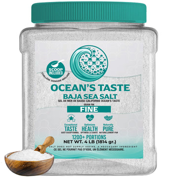 Oceans Taste Baja Sea Salt, 4 LB Baja Sea Salt, Fine Natural Grain, 4X More Minerals than Celtic Salt, 30% Less Sodium, Mineral