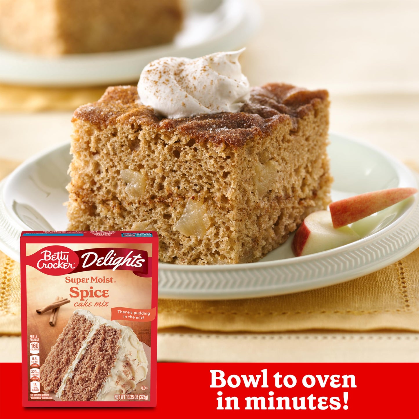Betty Crocker Delights Super Moist Spice Cake Mix, Holiday Baking, 13.25 oz (Pack of 12)