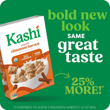 Kashi Breakfast Cereal  Organic  Whole Grain  Cinnamon Harvest  18oz Box (1 Box)