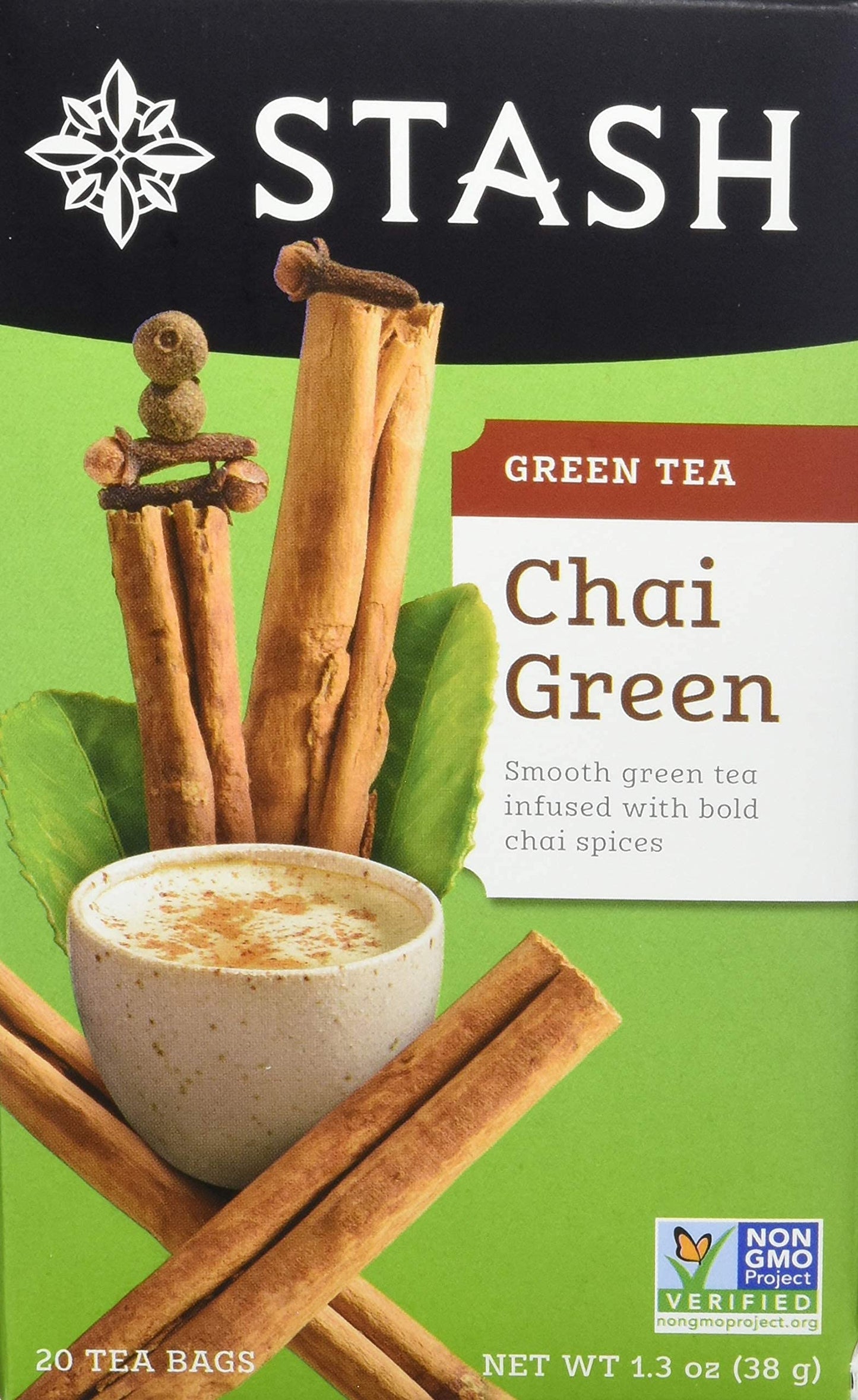 Stash Tea Chai Green Tea - Caffeinated, Non-GMO, 20 Count (Pack of 6) - 120 Bags Total