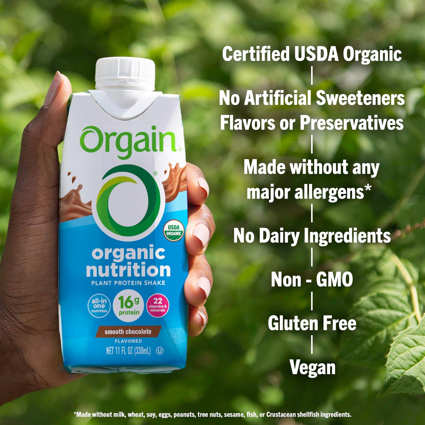 Orgain Organic Vegan Protein Shake, Smooth Chocolate, 16g Protein, 11 Fl Oz (Pack of 12)