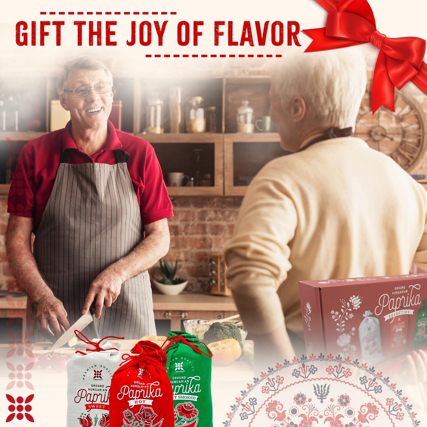 Hencher Hungarian Paprika Powder Gift Set - 3 Flavors (Sweet, Hot, Smoked) - 3x100g/3.5oz