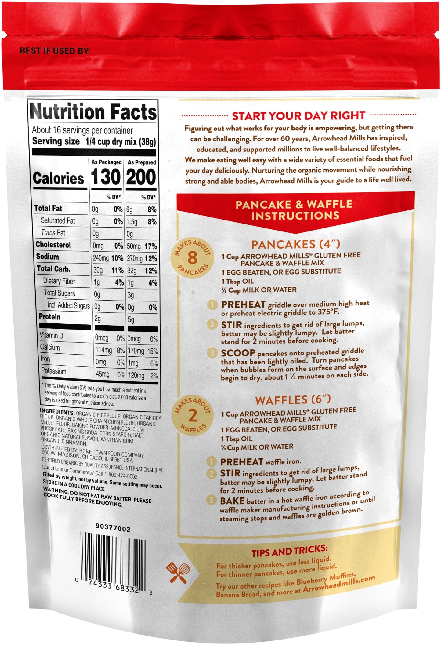 Arrowhead Mills - Pancake Mix Organic Gluten Free - Case Of 6-22 Ounces