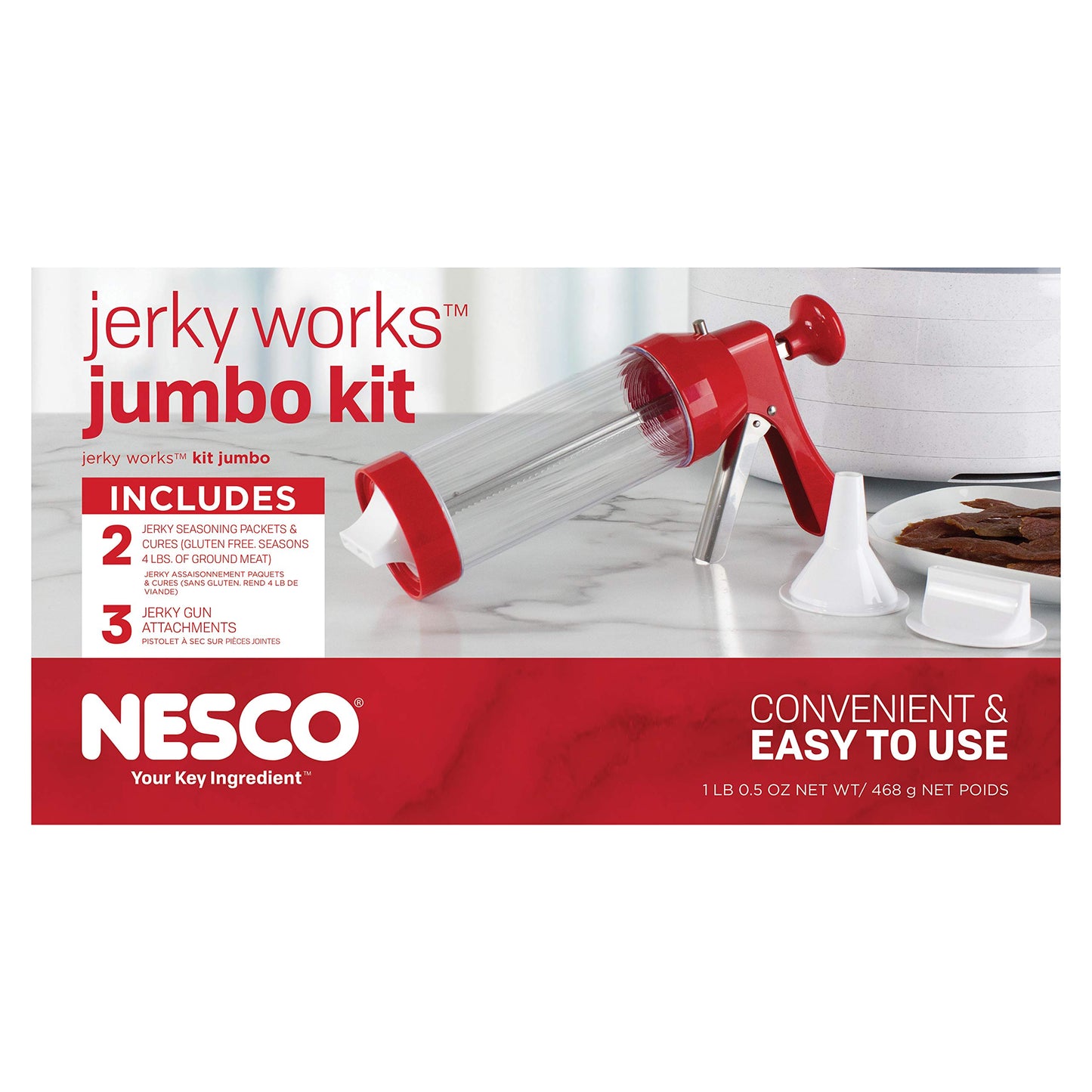 Nesco Jerky Works Jumbo Kit, Stainless Steel, 1 Count, Model BJX-5, Red