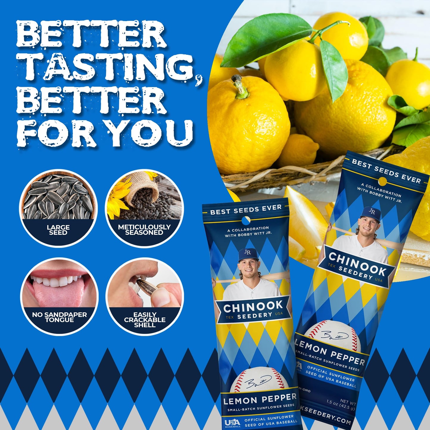 Chinook Seedery Roasted Sunflower Seeds - Lemon Pepper, Keto Snack, 1.5 oz (Pack of 36), Gluten Free, Non-GMO