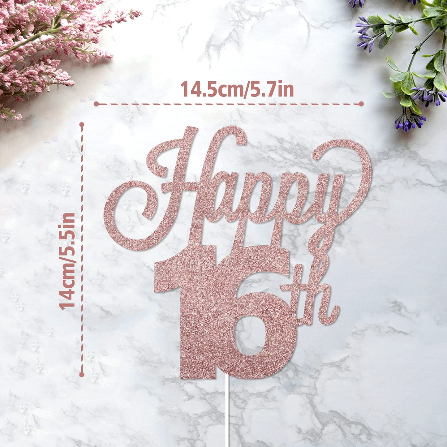 Lingteer Happy 16Th Birthday Cake Topper - Cheers To 16Th Birthday Sixteen Years Old Birthday Party Cake Decorations Sign.