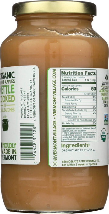 Vermont Village Cannery Applesauce Unsweet Organic, 24 Oz