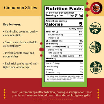 SHUBHAAVYA Premium Cinnamon Sticks - NON-GMO, All Natural, Gluten Free, 1.7oz (50g)
