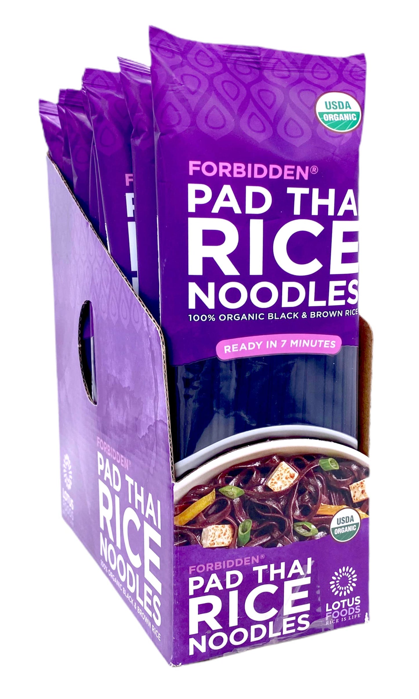 Lotus Foods Organic Forbidden Rice Pad Thai Noodles - Asian Style Noodles For Pho Or Stir Fry, Gluten Free, Vegan, Whole Grain, Non Gmo, Serve Hot Or Cold - 8 Oz (Pack Of 8)