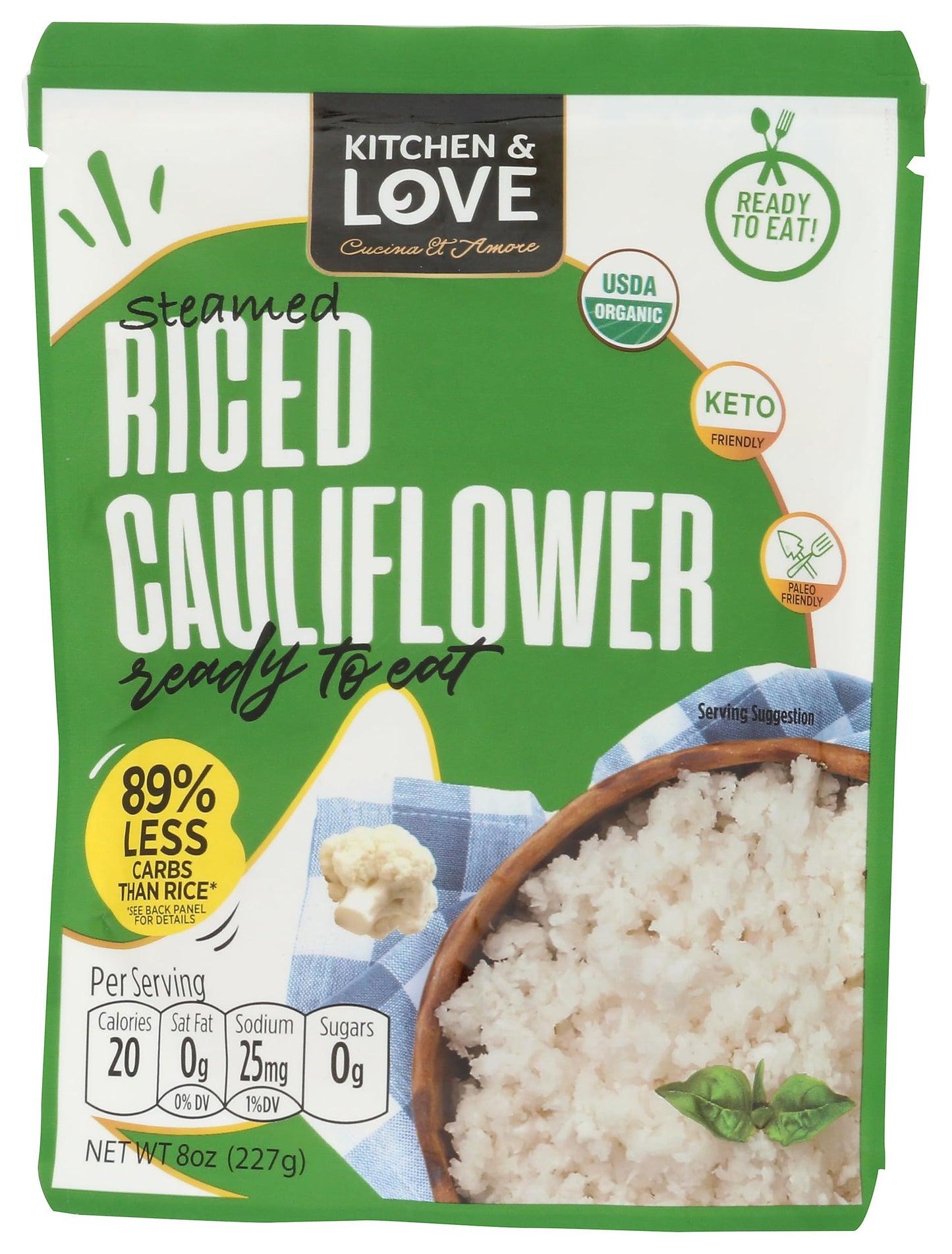 Kitchen & Love Organic Ready to Eat Riced Cauliflower, 8 OZ