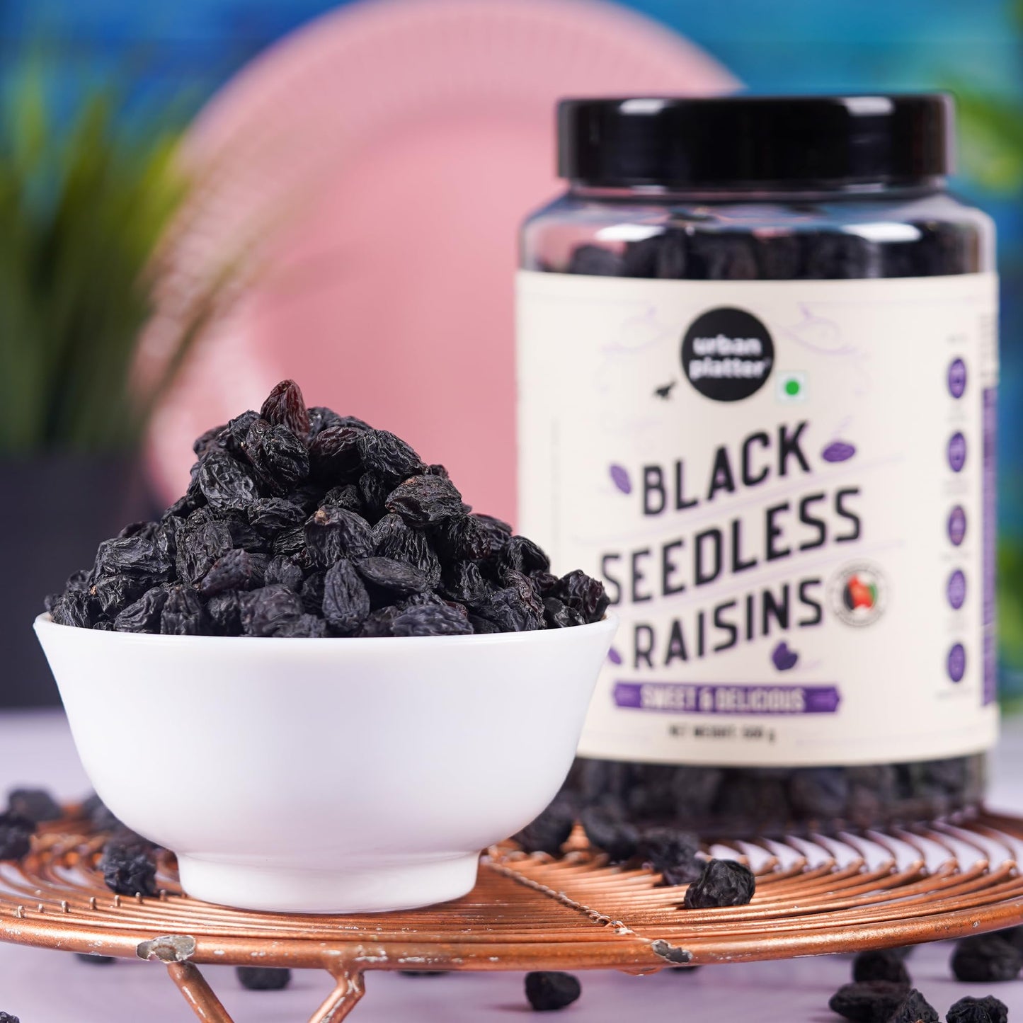 Urban Platter Seedless Black Raisins, 500G