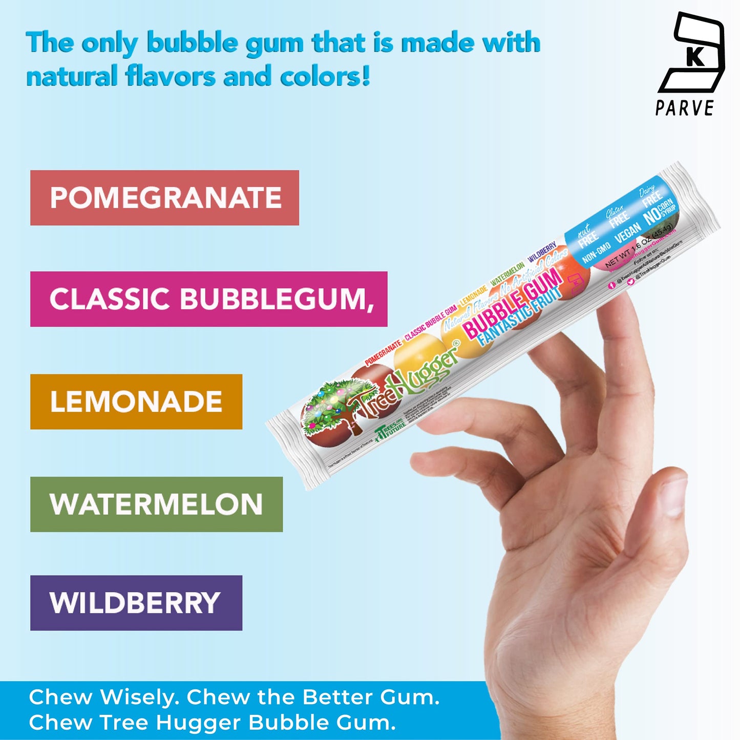 Tree Hugger All Natural Bubble Gum, Fantastic Fruit, 1.6 Ounce (Pack Of 12)