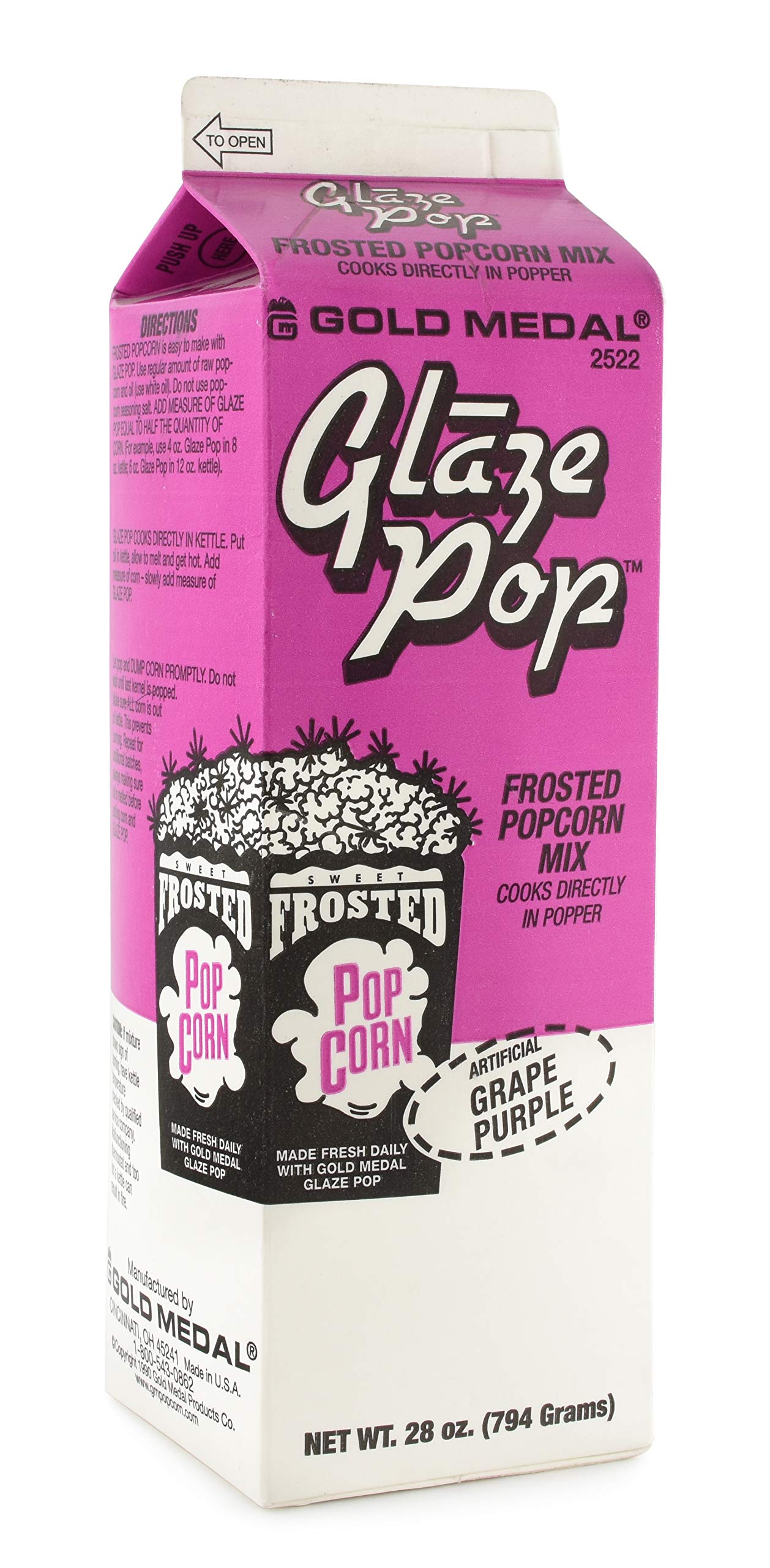 Gold Medal Grape Glaze Pop Frosted Popcorn Mix, 28 oz, Pack of 12, Grape Flavor