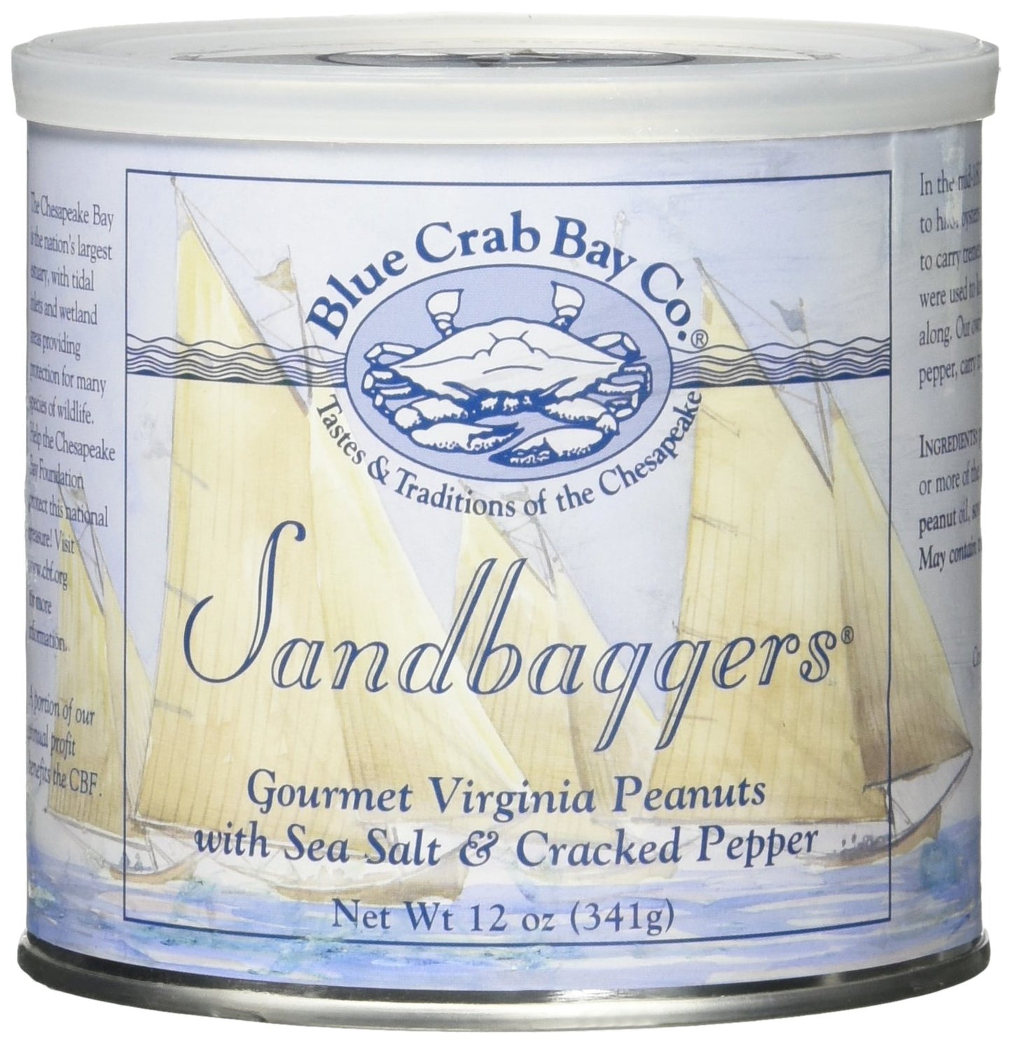 Blue Crab Bay Co. Gourmet Virginia Peanuts with Sea Salt & Cracked Pepper, 12 Oz. Tin, Pack of 2