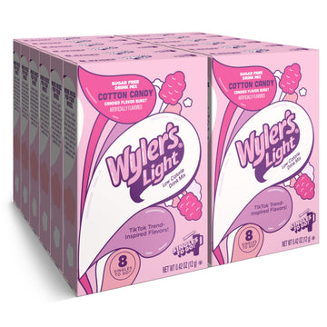 Wyler s Light Singles To Go Powder Packets, Water Drink Mix, Watertok Cotton Candy, 96 Servings, 8 Count x Pack of 12
