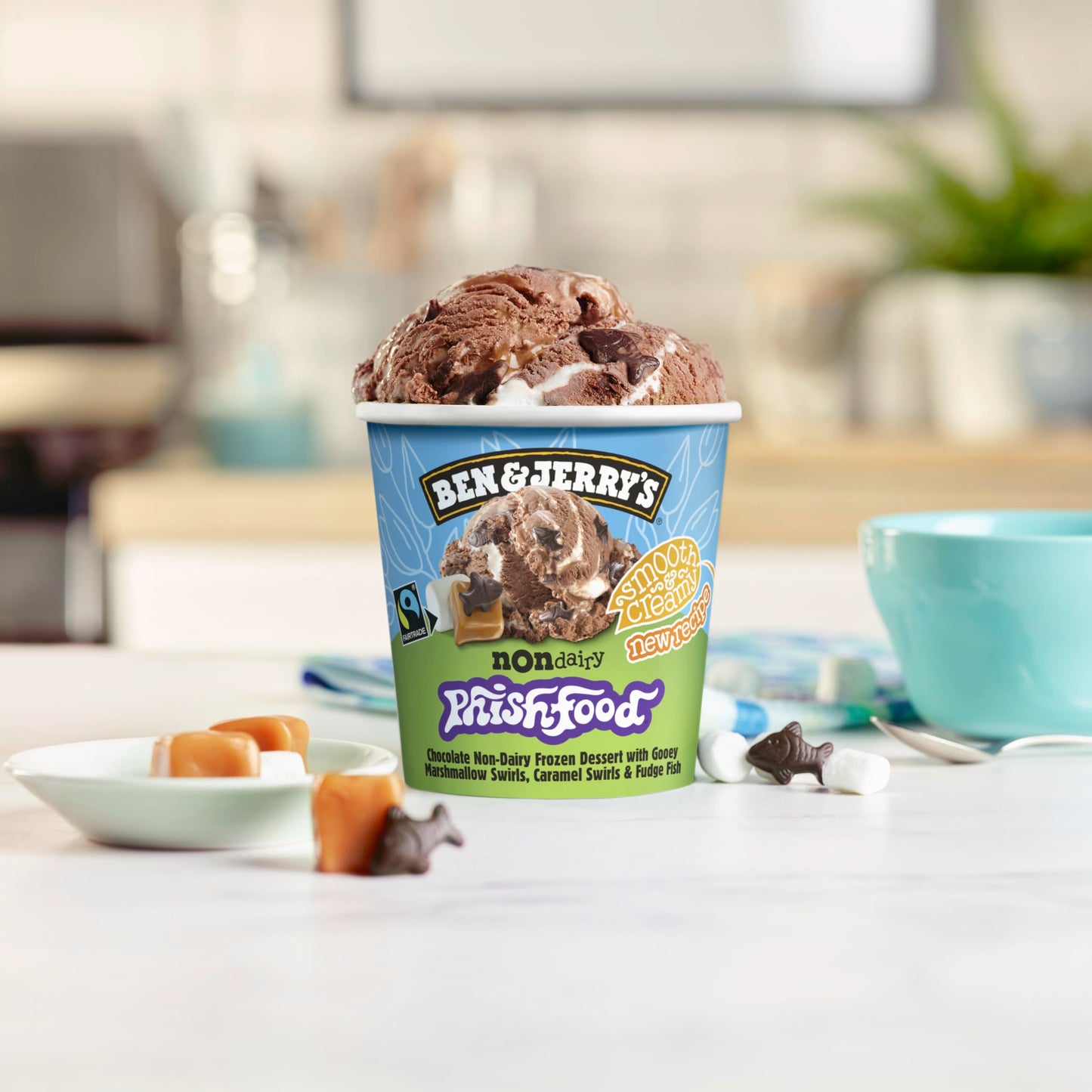 Ben & Jerrys Non-Dairy Phish Food Chocolate Frozen Dessert Certified Vegan Pint 16 oz
