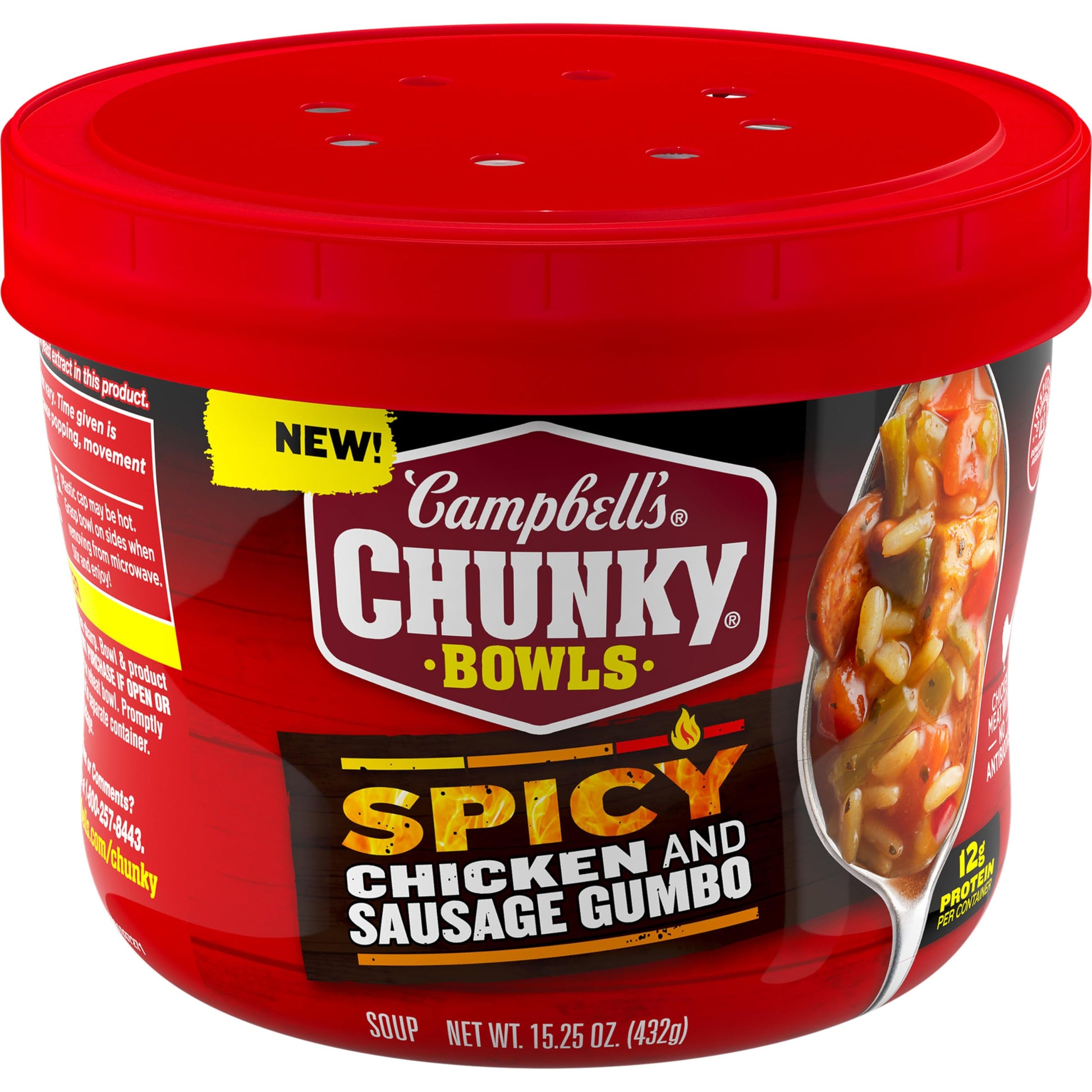 Campbells Chunky Soup, Spicy Chicken and Sausage Gumbo, 15.25 oz Microwavable Bowl