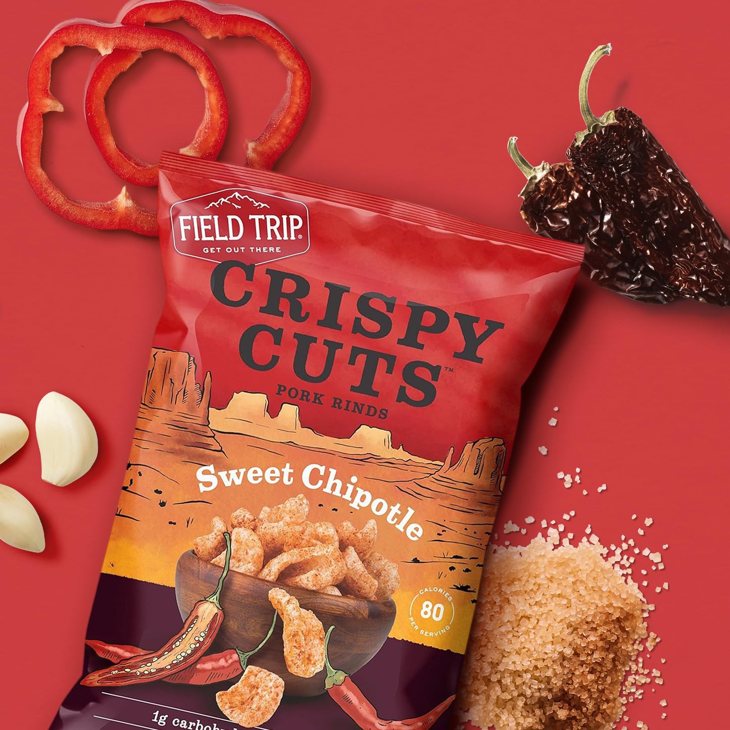 Field Trip Gluten Free Pork Rinds, Paleo And Keto Friendly Airy Puffs, Crunchy High Protein Snacks, Low Carb Snack From Back Pork Skins, 1Oz Bag, 6 Pack, Sweet Chipotle, Holiday & Christmas Gift Item