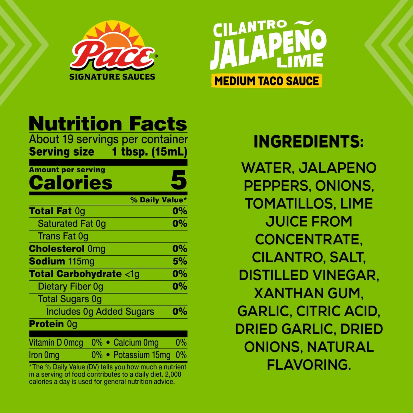 Pace Cilantro Jalapeno Lime Signature Sauce, 10.4 Oz (8 Pack)