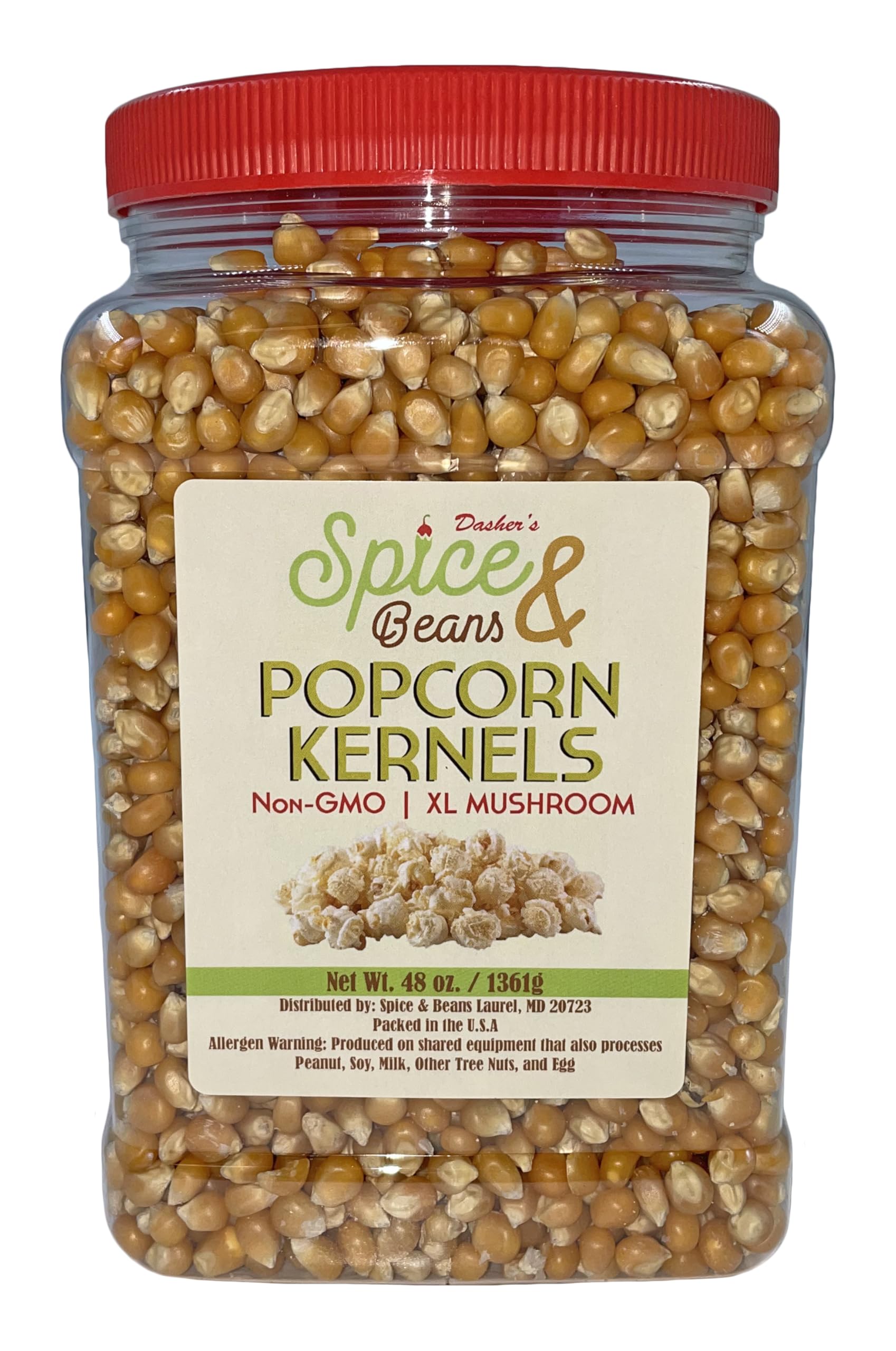 Popcorn Kernels by Dashers Spice & Beans | Non-GMO | XL Mushroom ...