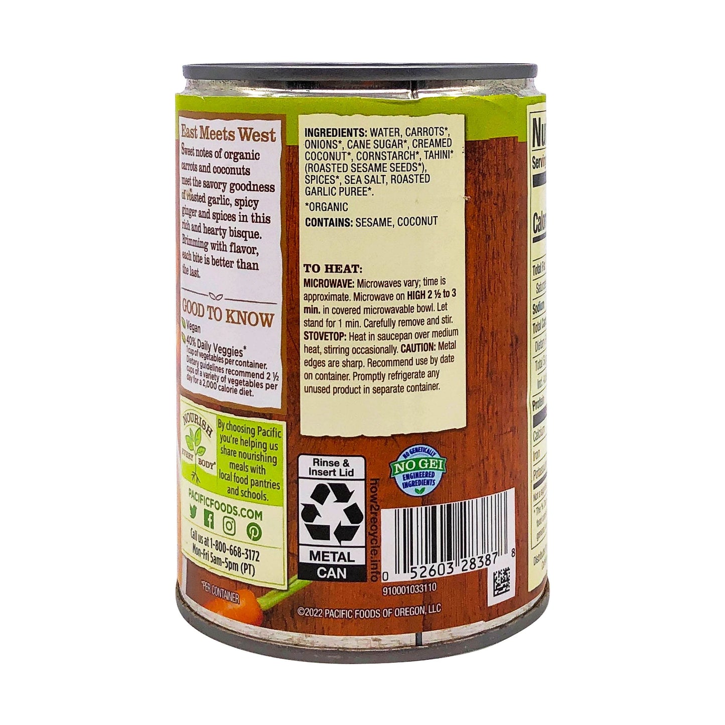 Pacific Foods, Organic Carrot Ginger Bisque, 16.3 Ounce