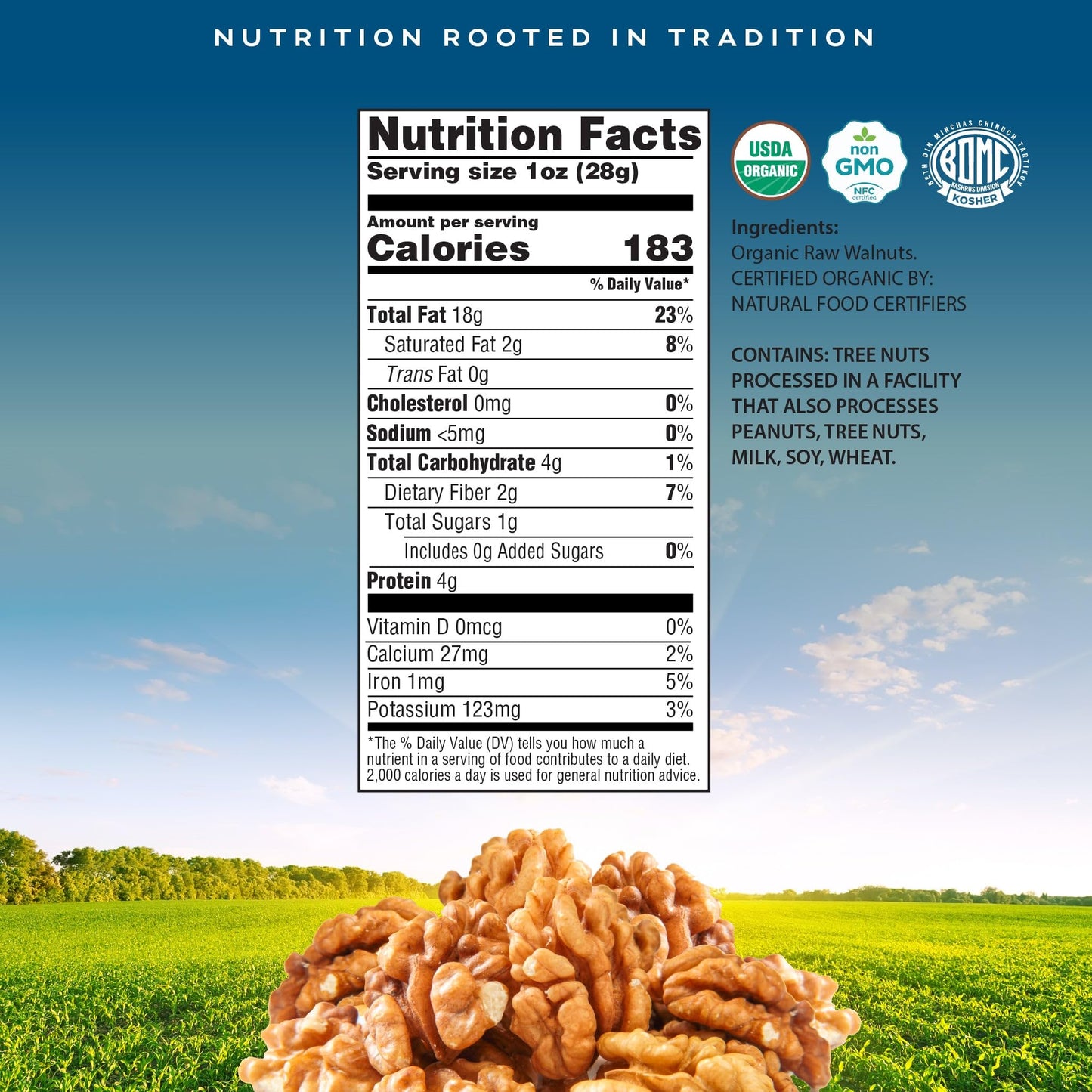 CROP BY POP - Organic Raw Walnuts Halves & Pieces, (32 Oz - 2 LB) USDA Organic & Non GMO Certified - Plant Based, Vegan, Kosher