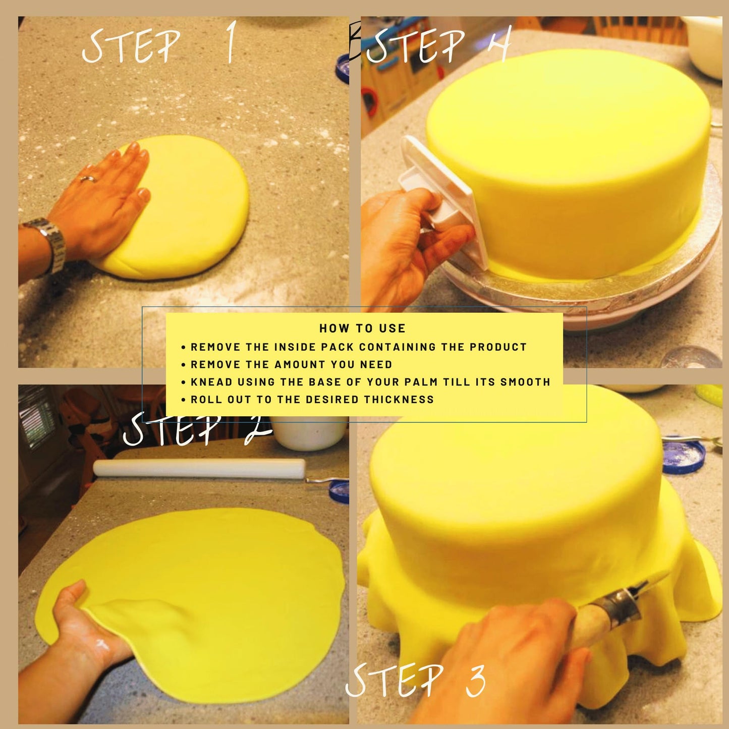 Confect Yellow Fondant | Icing Fondant | Colored Fondant | Fondant Kit | Cake Fondant | Chefs Choice Edible Fondant For Cakes De