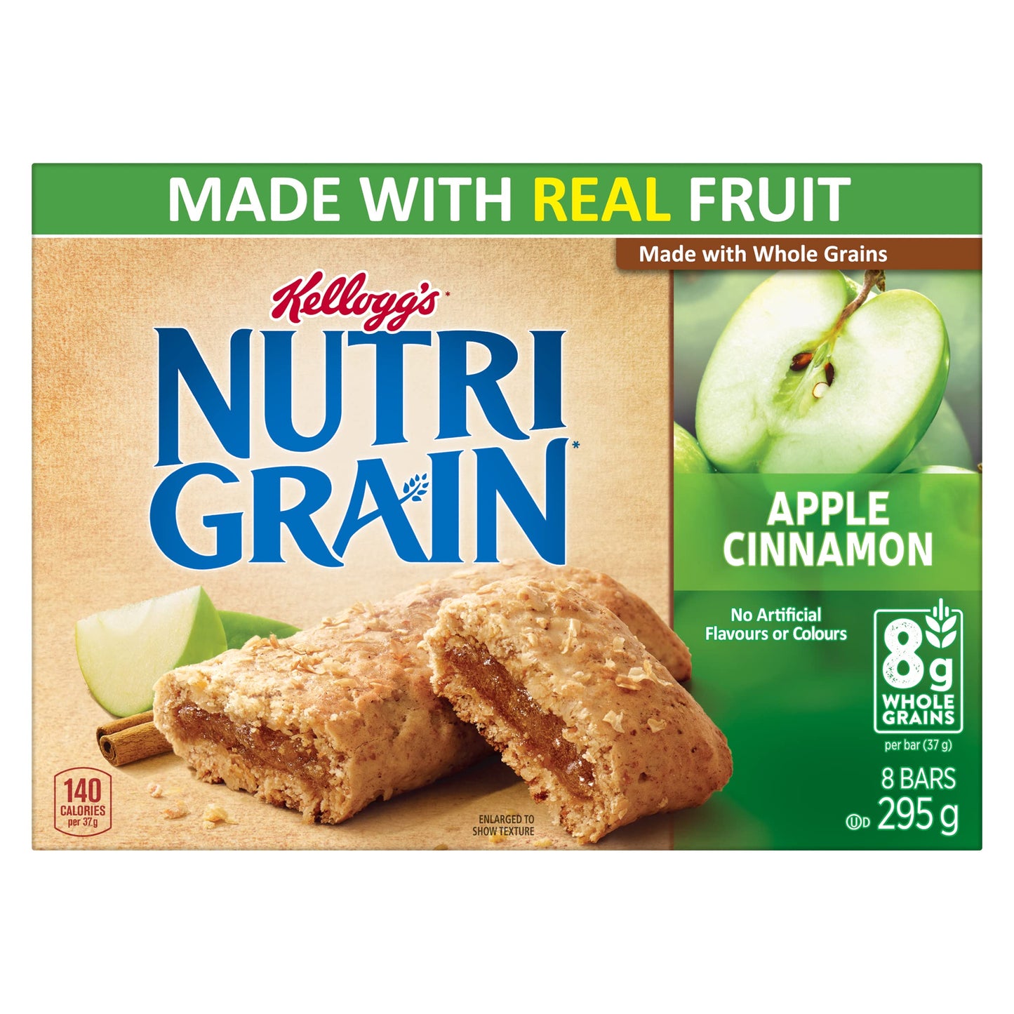 Kellogg'S Nutri Grain Cereal Bars Apple Cinnamon, 8 Bars, 295G/10.4 Oz., {Imported From Canada}