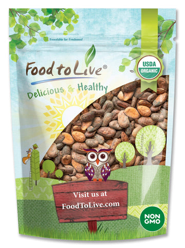 Food to Live Organic Cacao Beans, 8 Ounces - Non-GMO, Keto, Vegan, Dry, Bulk, Rich in Dietary Fiber, Copper, Manganese, Magnesiu