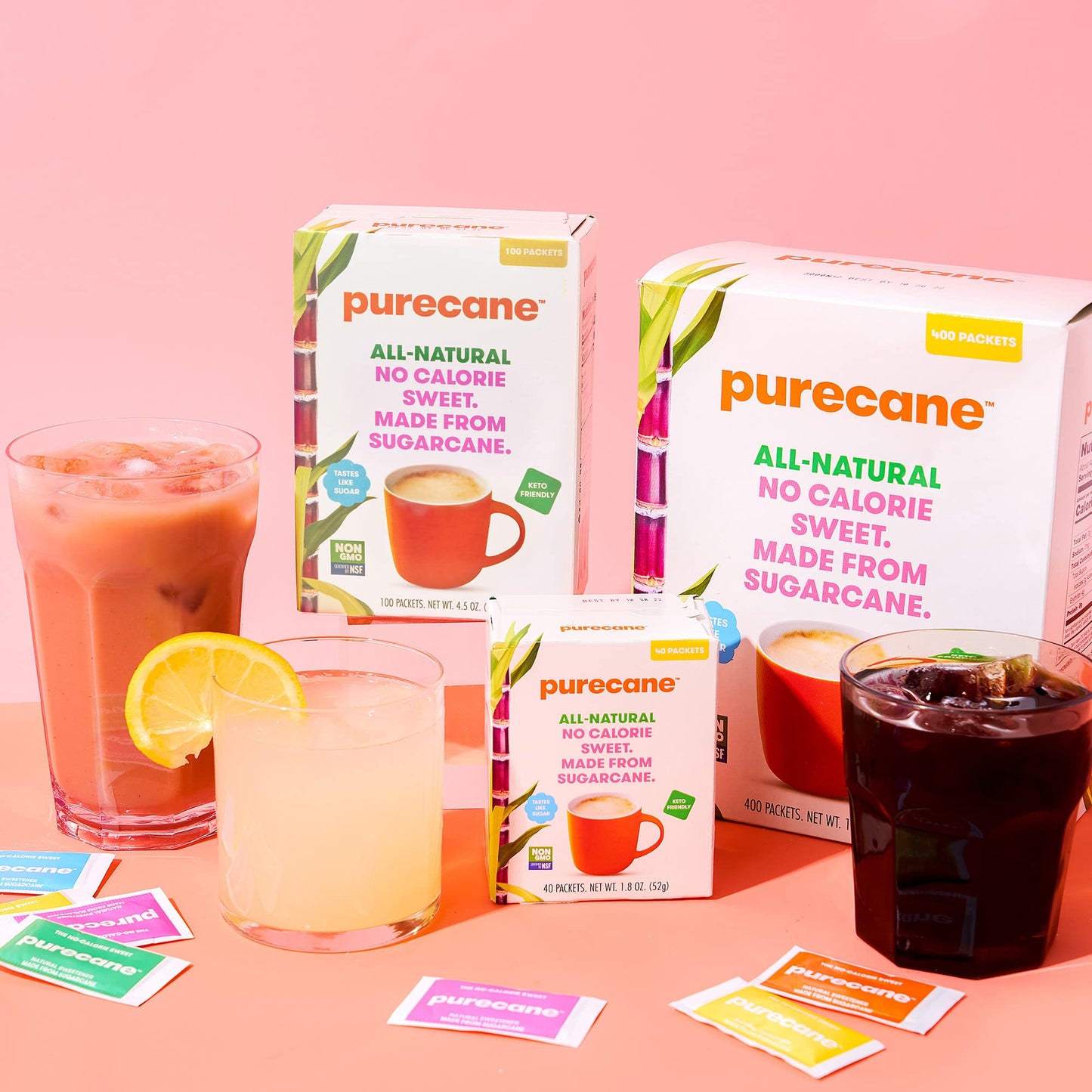 Purecane, Travel Packets, Sugar Substitute, 40 Count, Made From All-Natural Sugar Cane, Diabetic Friendly, Keto Diet Friendly, G