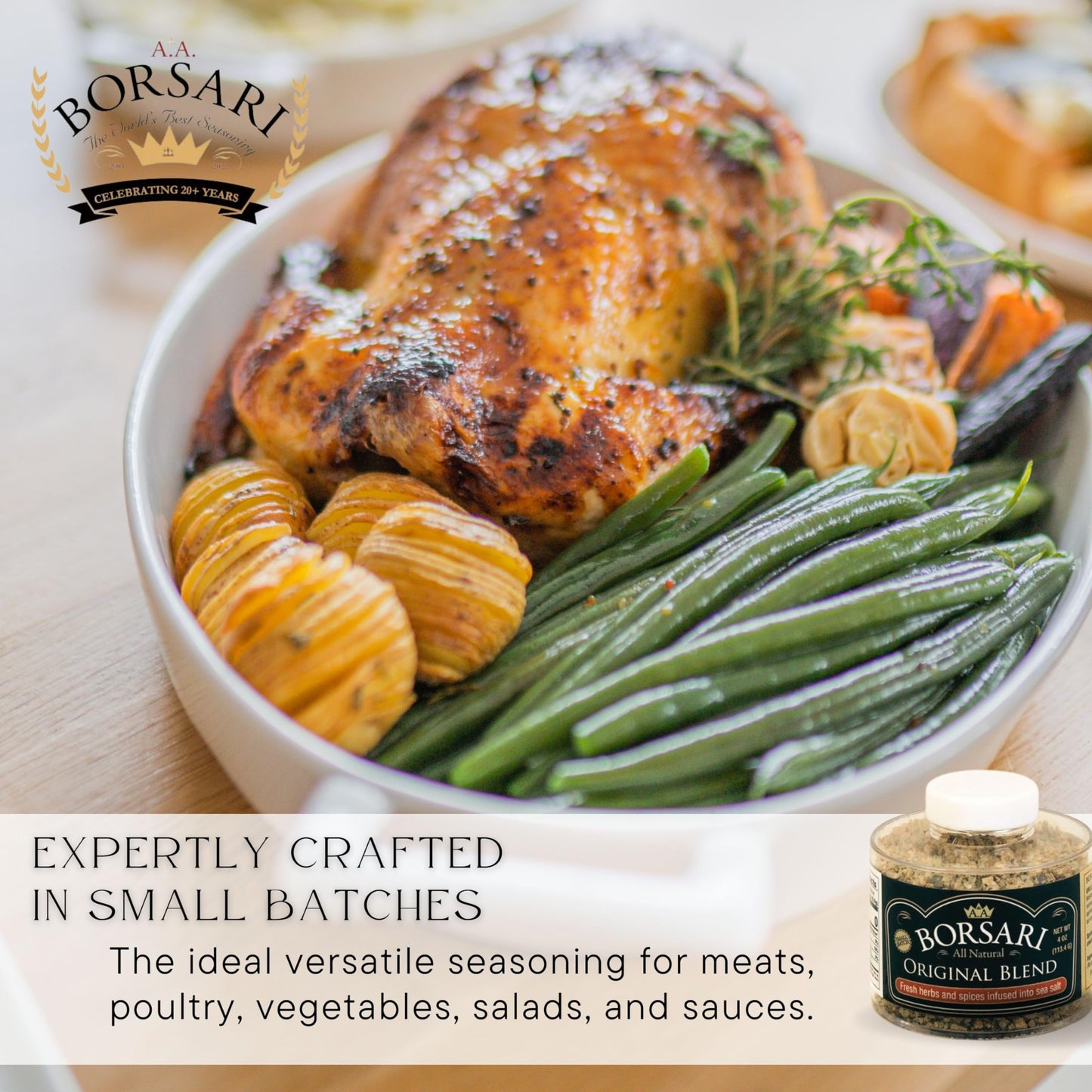BORSARI Gourmet Seasoned Salt Blend - All Natural Cooking Seasoning - 25oz