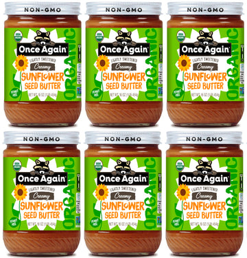 Once Again Organic Creamy Sunflower Butter, 16oz - Lightly Salted & Sweetened - Peanut Free, USDA Organic, Gluten Free Certified