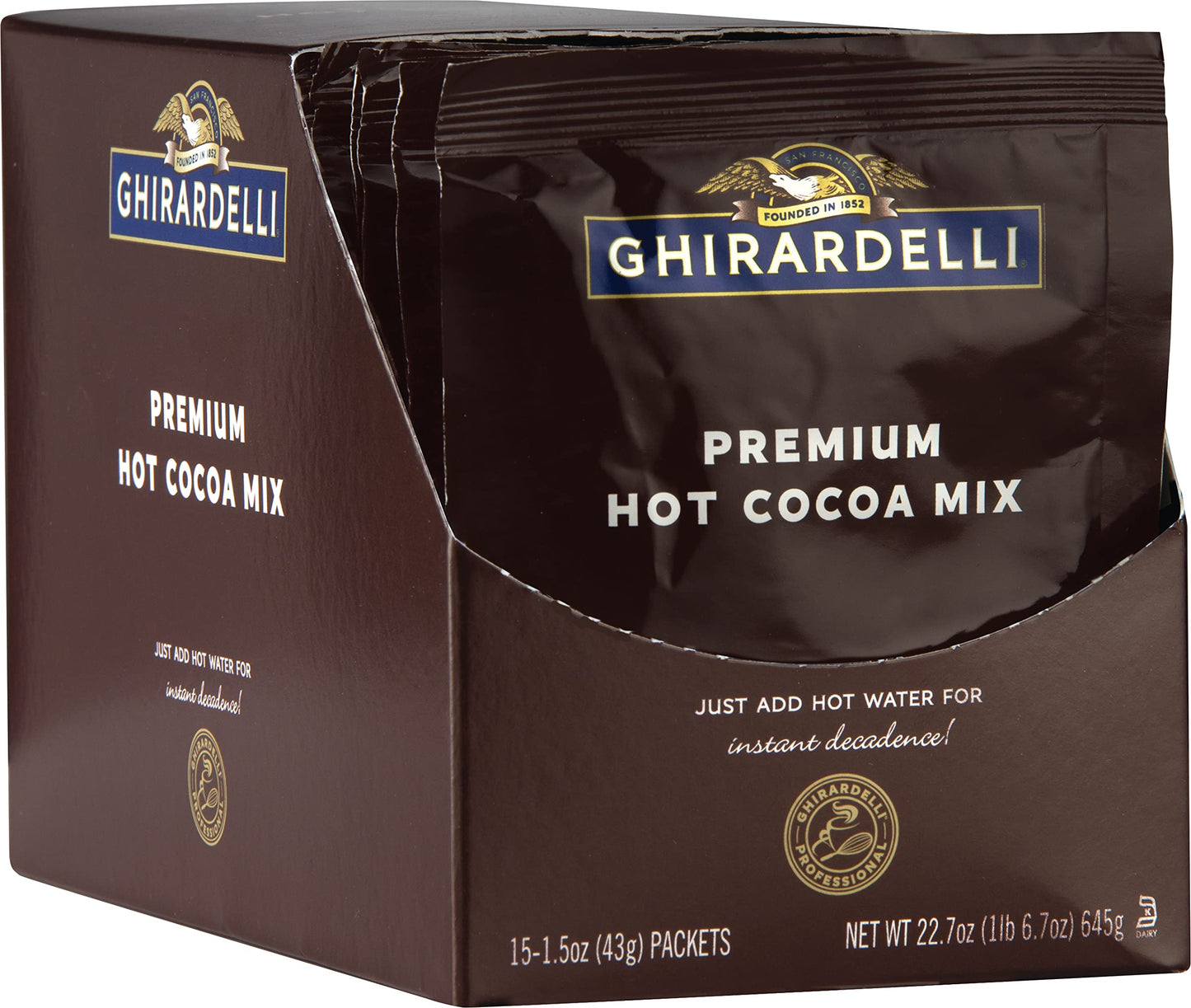 Ghirardelli Hot Cocoa Envelopes, Rich Chocolate, 1.51 Ounce (Pack of 15)