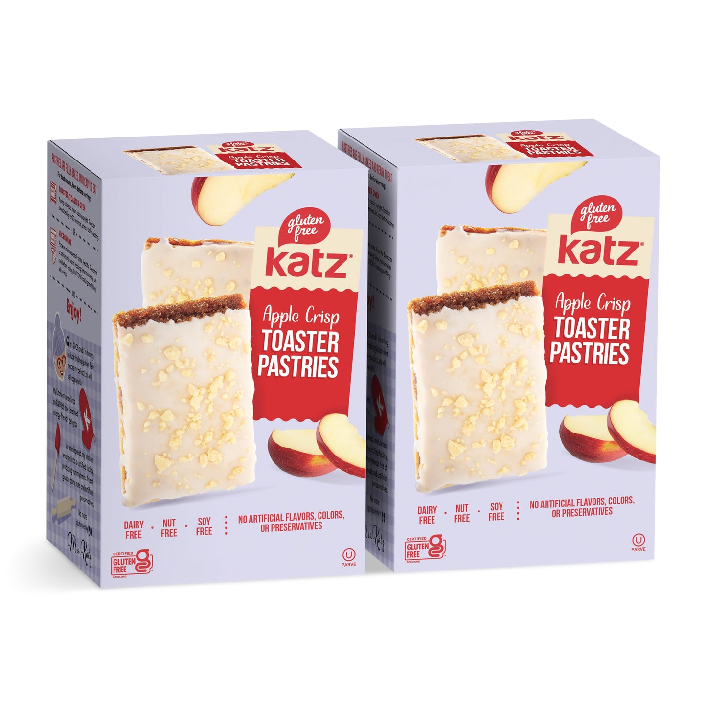 Katz Gluten Free Toaster Pastries. Apple Crisp. Dairy Free, Nut Free, Soy Free. Kosher Snacks. Apple Cinnamon Flavor. 8 OZ (Pack