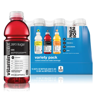 Vitaminwater Zero Variety Pack Nutrient Enhanced Water W/ Vitamins, 20 Fl Oz, 12 Pack