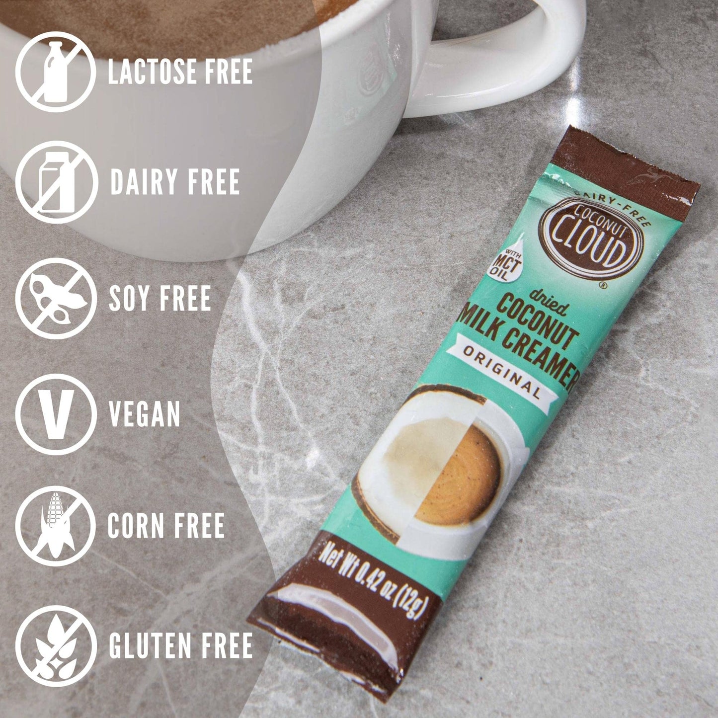 Coconut Cloud Dairy-Free Coffee Creamer, Vegan, Gluten Free, Non-GMO, Original, 0.35 Ounce (Pack of 20), Caramel