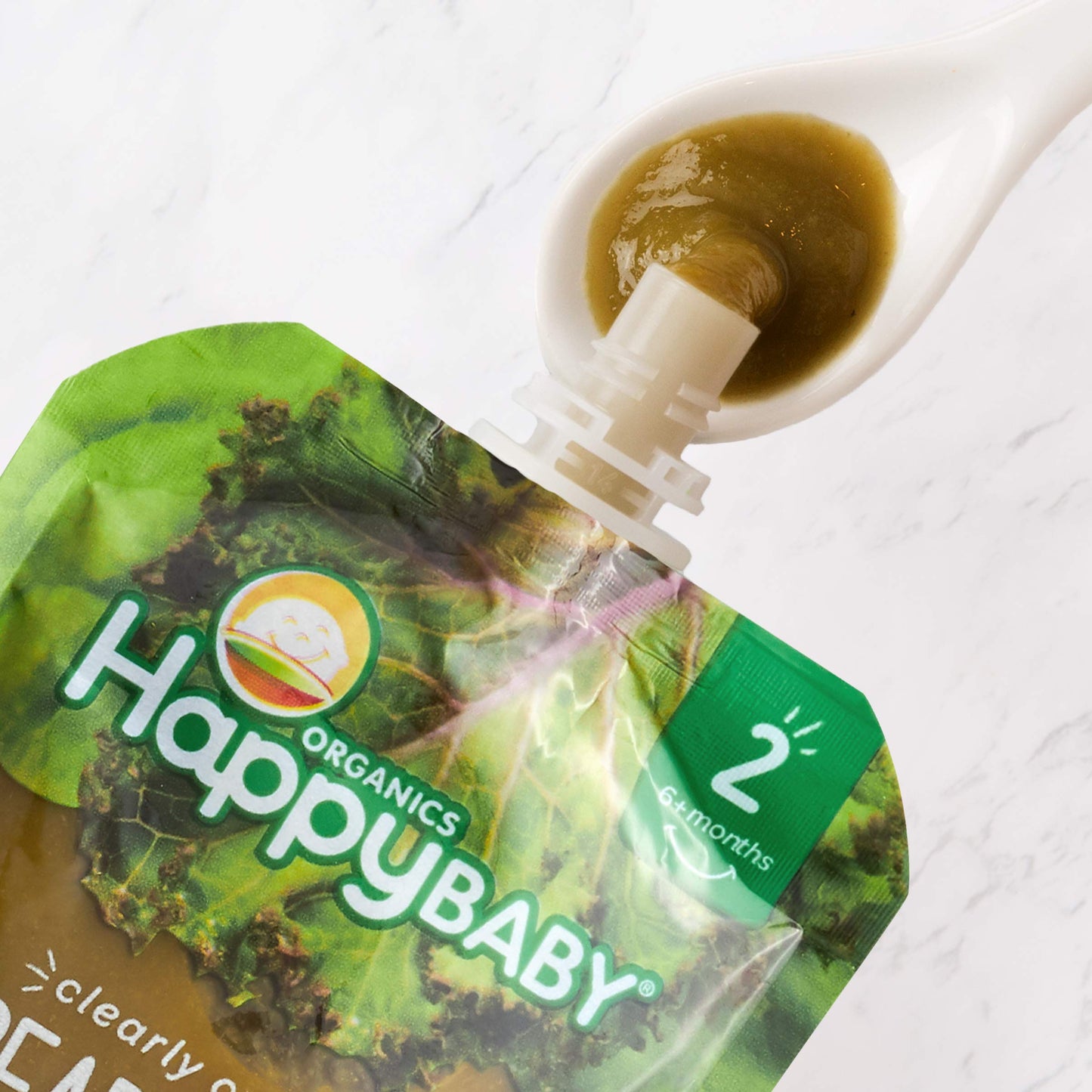 Happy Baby Organics Stage 2 Baby Food Pouches, Gluten Free, Vegan & Healthy Snack, Clearly Crafted Fruit & Veggie Puree, Pears,