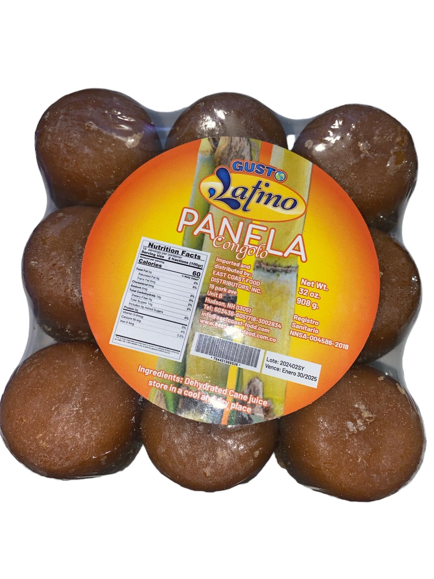 GUSTO LATINO PANELA CONGOLO 32 Oz 908g tradicional hecha en Colombia en forma de cubo