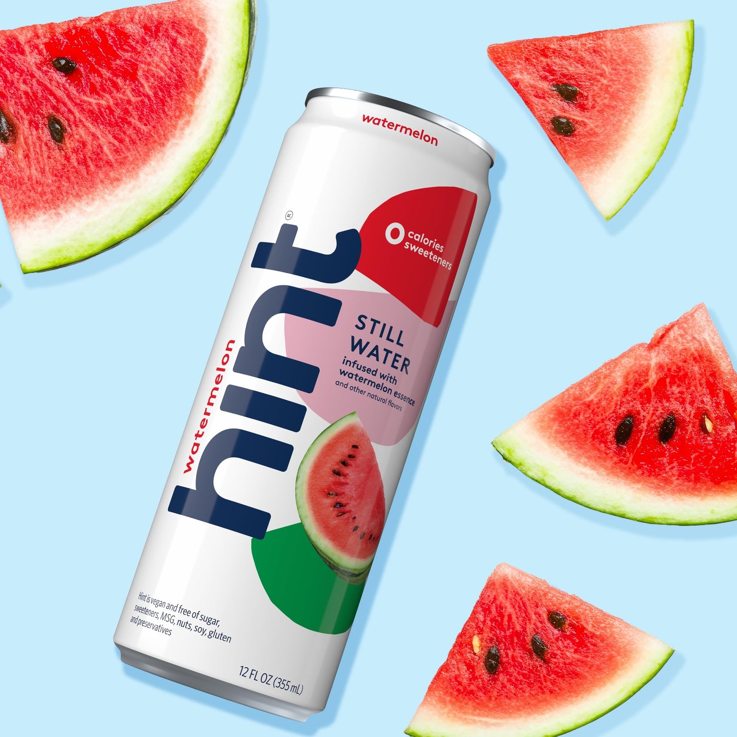 Hint Watermelon Canned Flavored Water, Pure Still Water Infused With Watermelon Essence, 12 Oz Slim Cans, Zero Sugar, Calories,