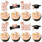 YCTHUNFISH 24 Pack Cupcake Toppers, Rose Gold Graduation 2025 Diploma & Cap Picks, Bamboo Decorations for Parties