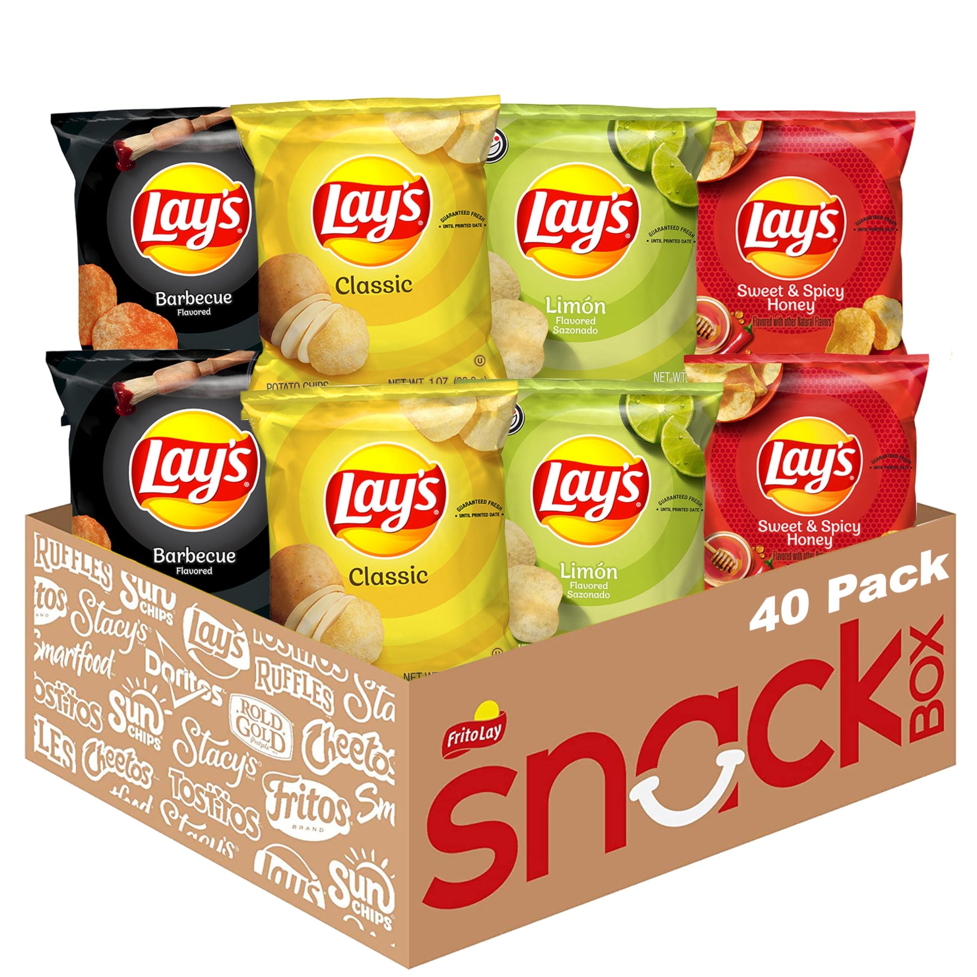 Lay'S Potato Chips, Classic Chips Variety Pack, 1 Ounce (Pack Of 40)